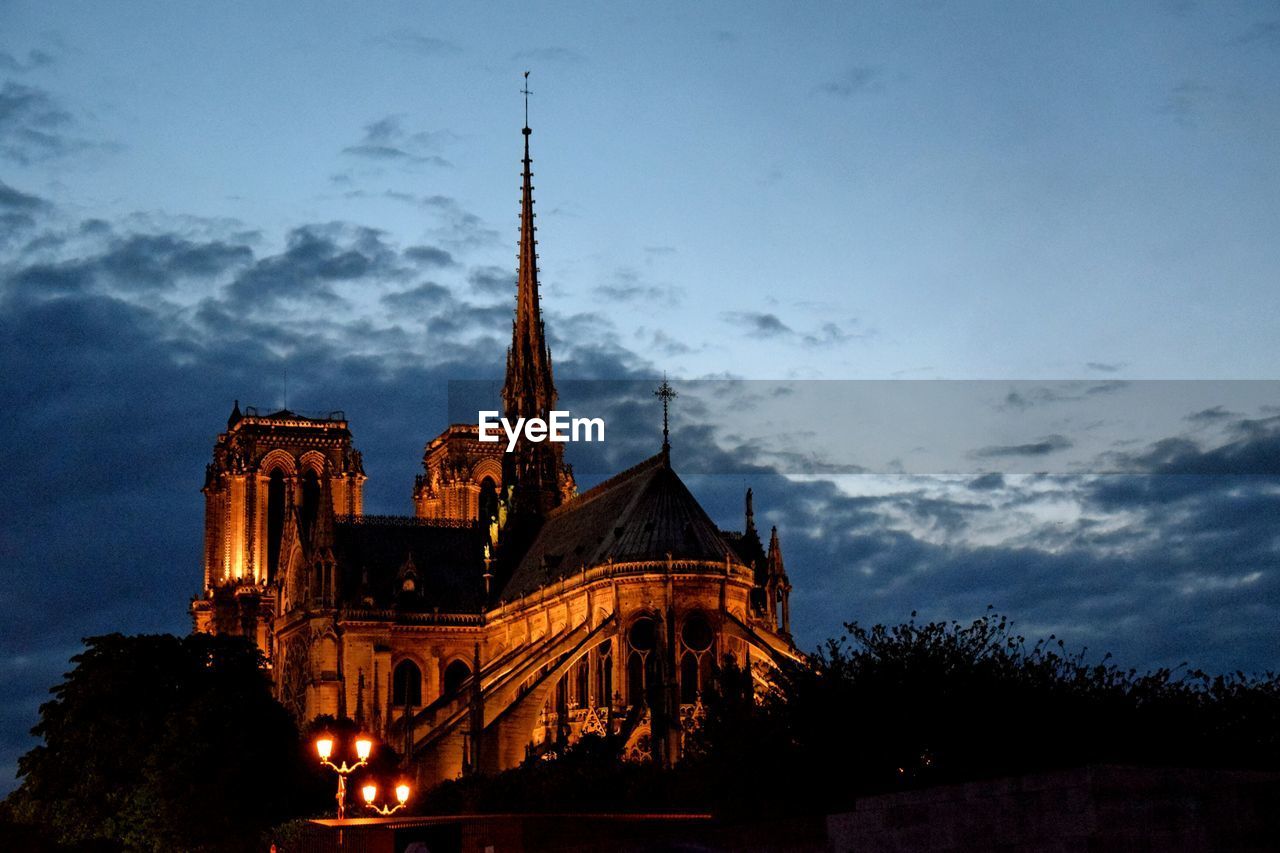 Low angle view of cathedral against sky at sunset