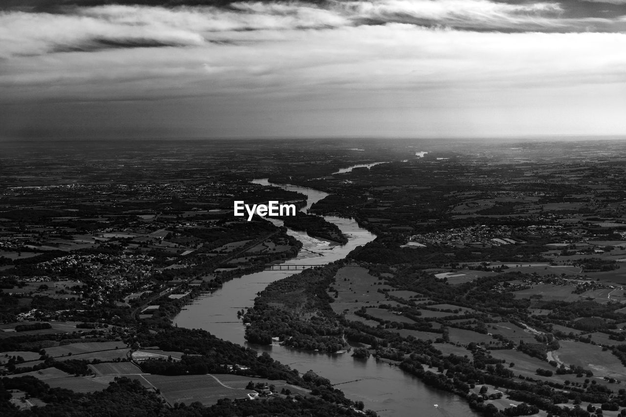 AERIAL VIEW OF RIVER AND CITY