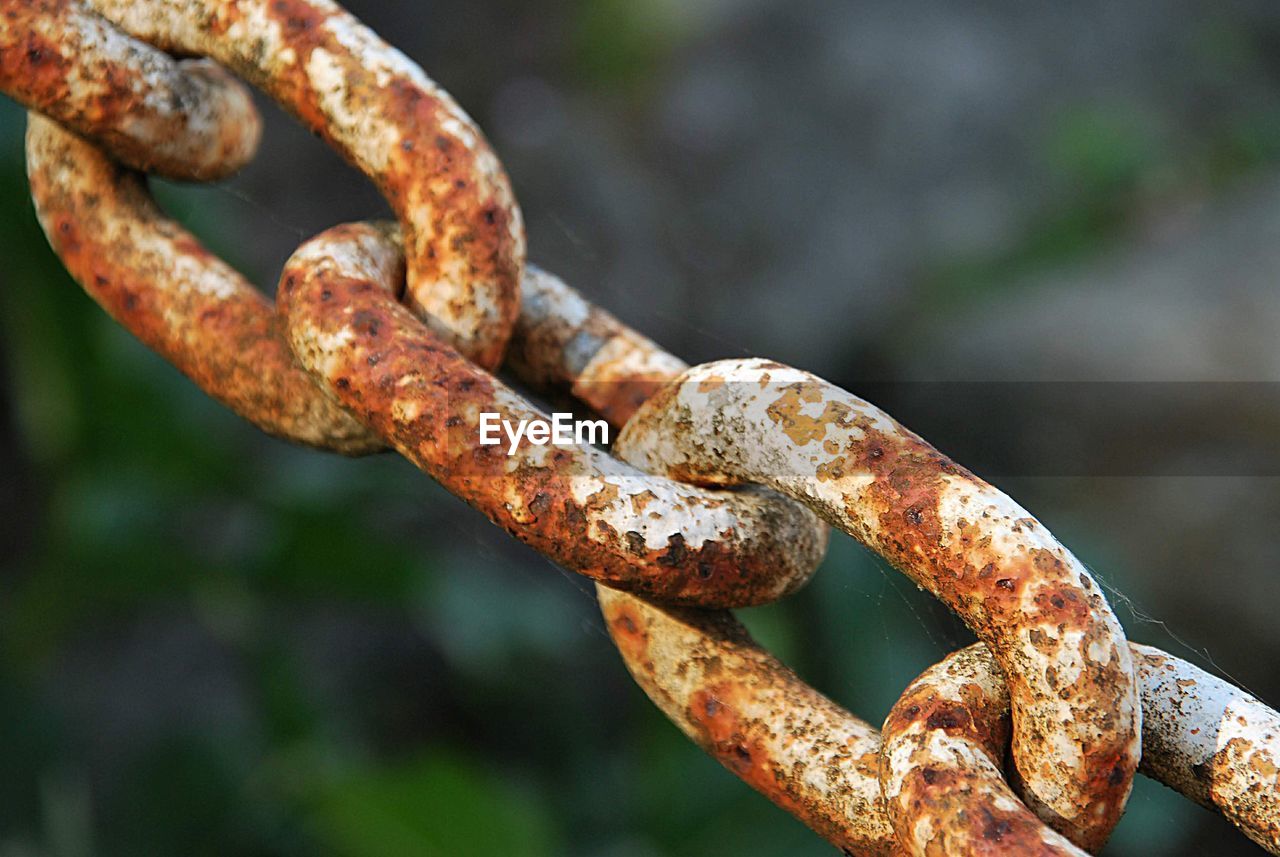 Close-up of rusty metal chain