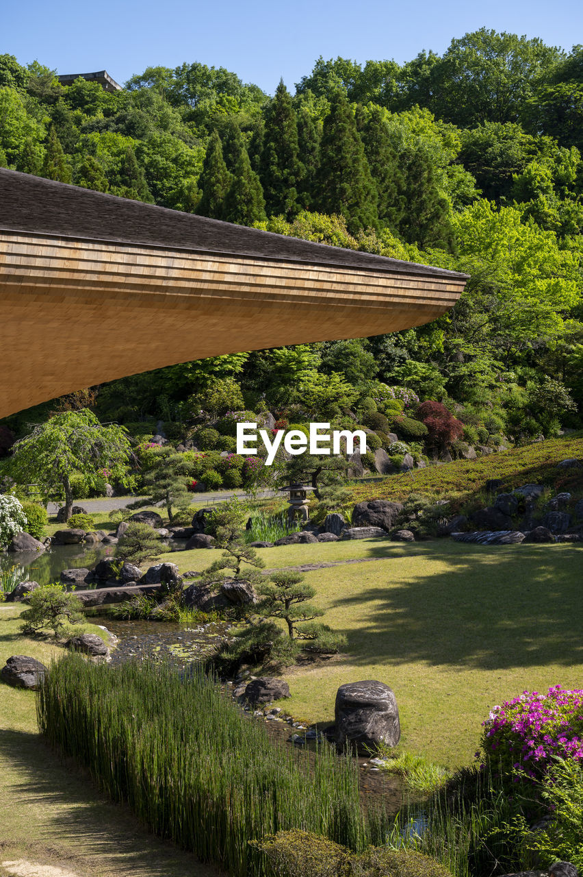 Japanese garden and a piece of art installation
