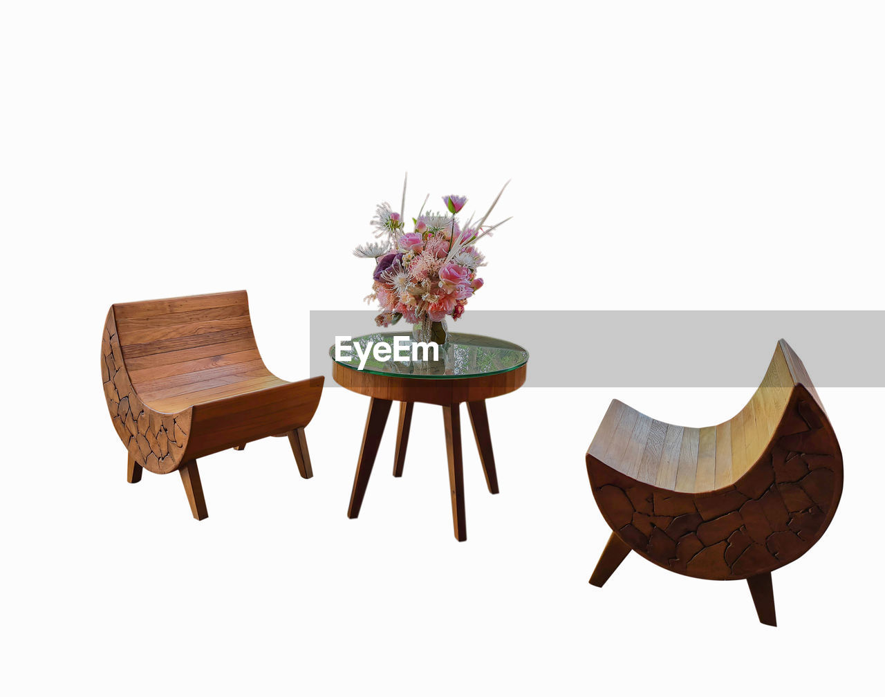 furniture, flower, table, flowering plant, coffee table, plant, seat, chair, no people, indoors, wood, studio shot, nature, cut out, white background, copy space