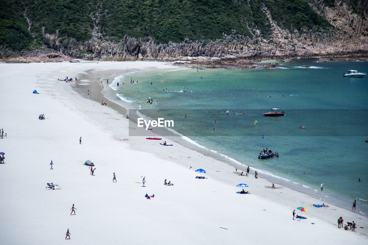 High angle view of beach on sunny day