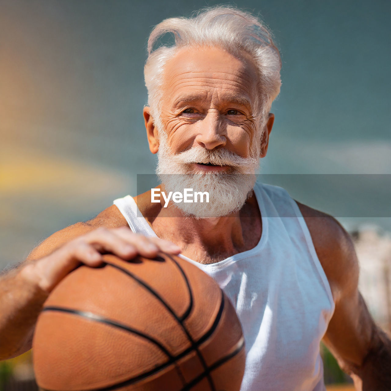 Grandpa playing basketball