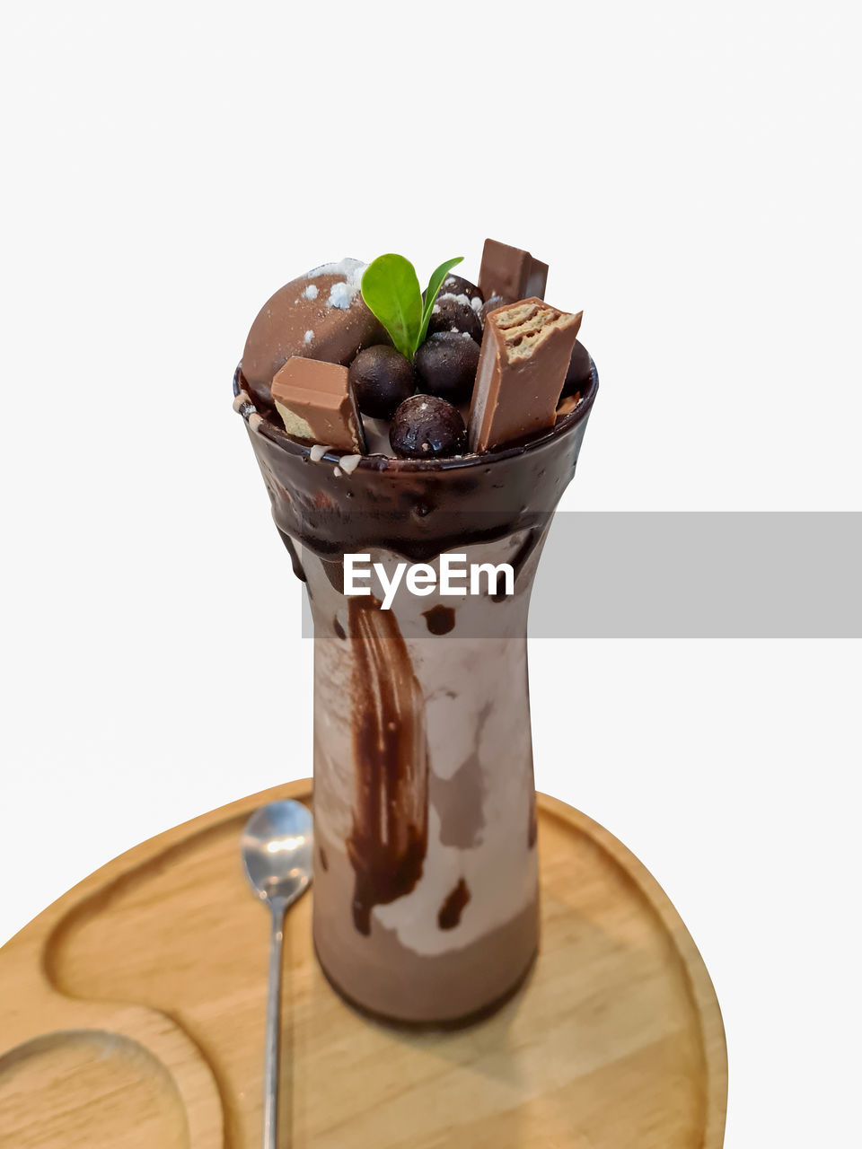 close-up of ice cream in bowl against white background