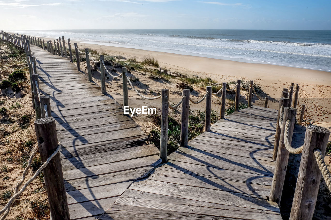 WOODEN BOARDWALK ON BEACH