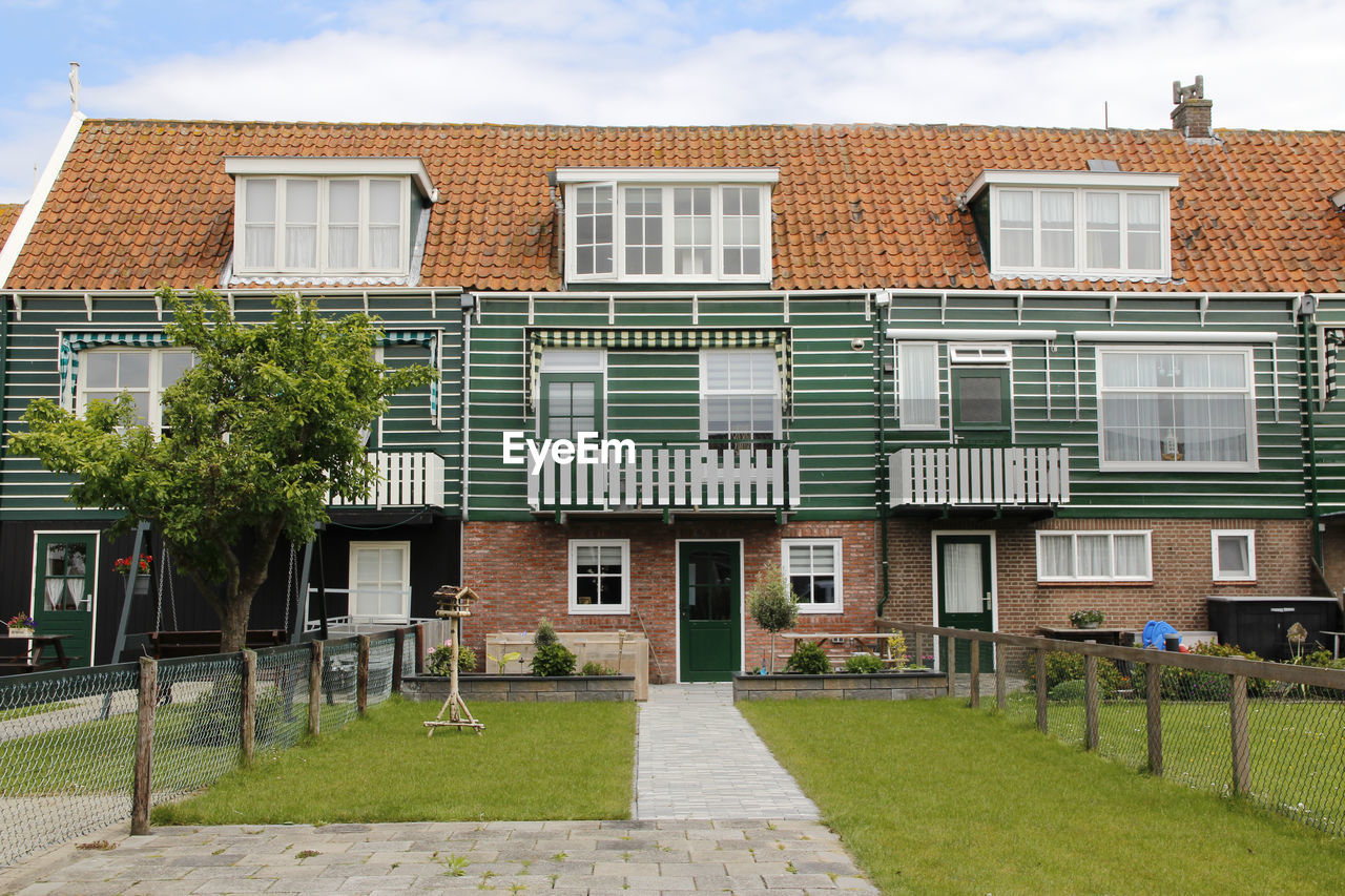 View of traditional dutch houses in spring, zaandam, netherlands