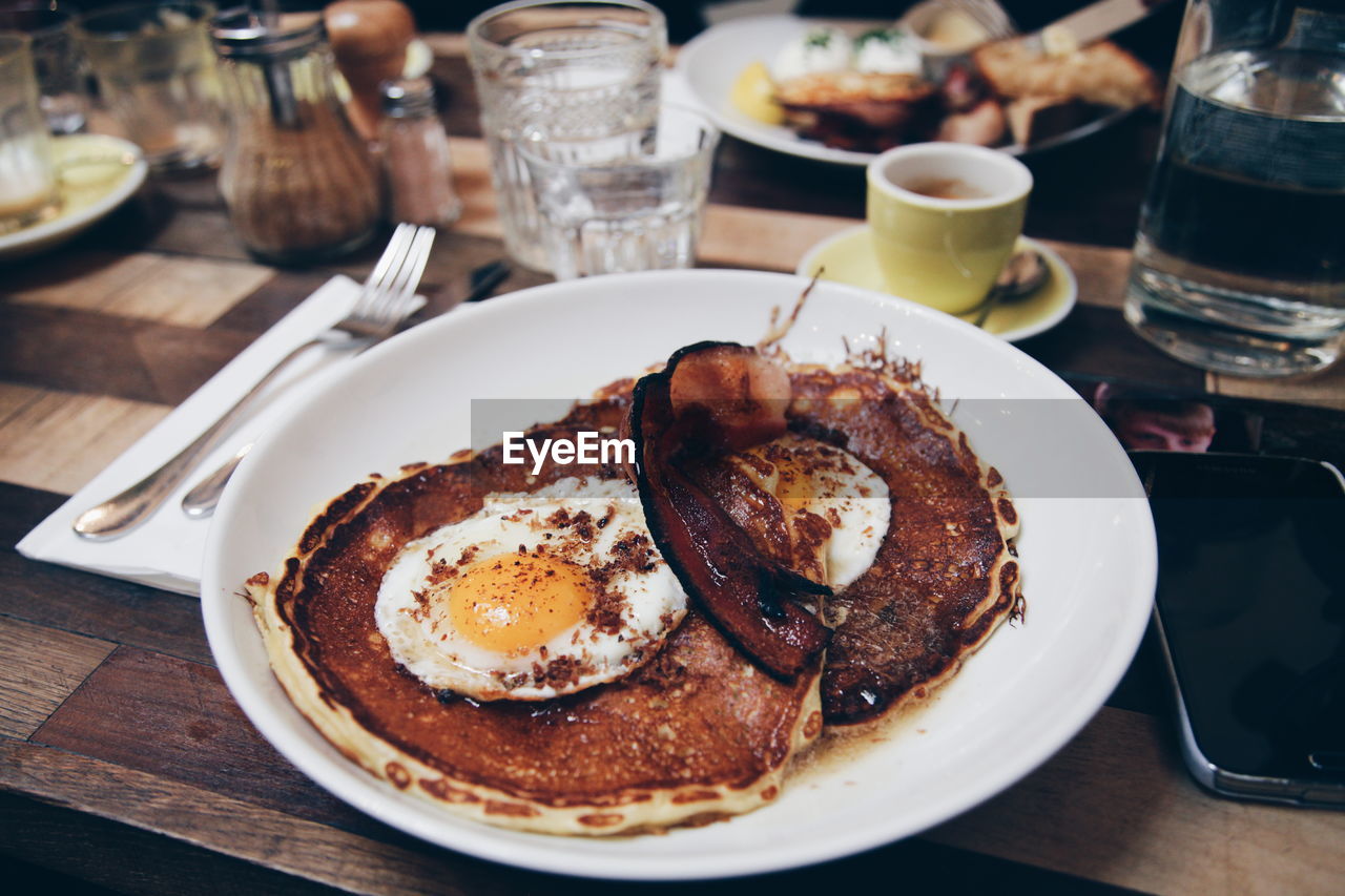 Close-up of food served in plate on table