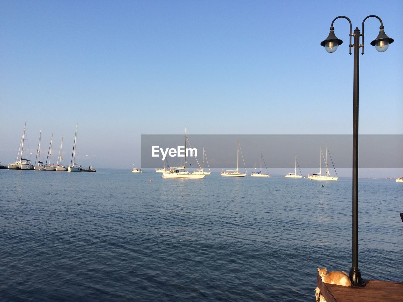 Seaside scenery with sailing boats