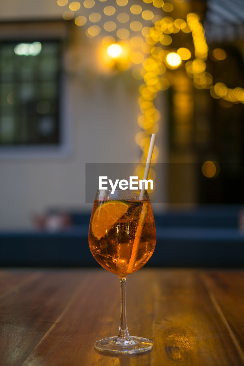 close-up of drink in glass on table