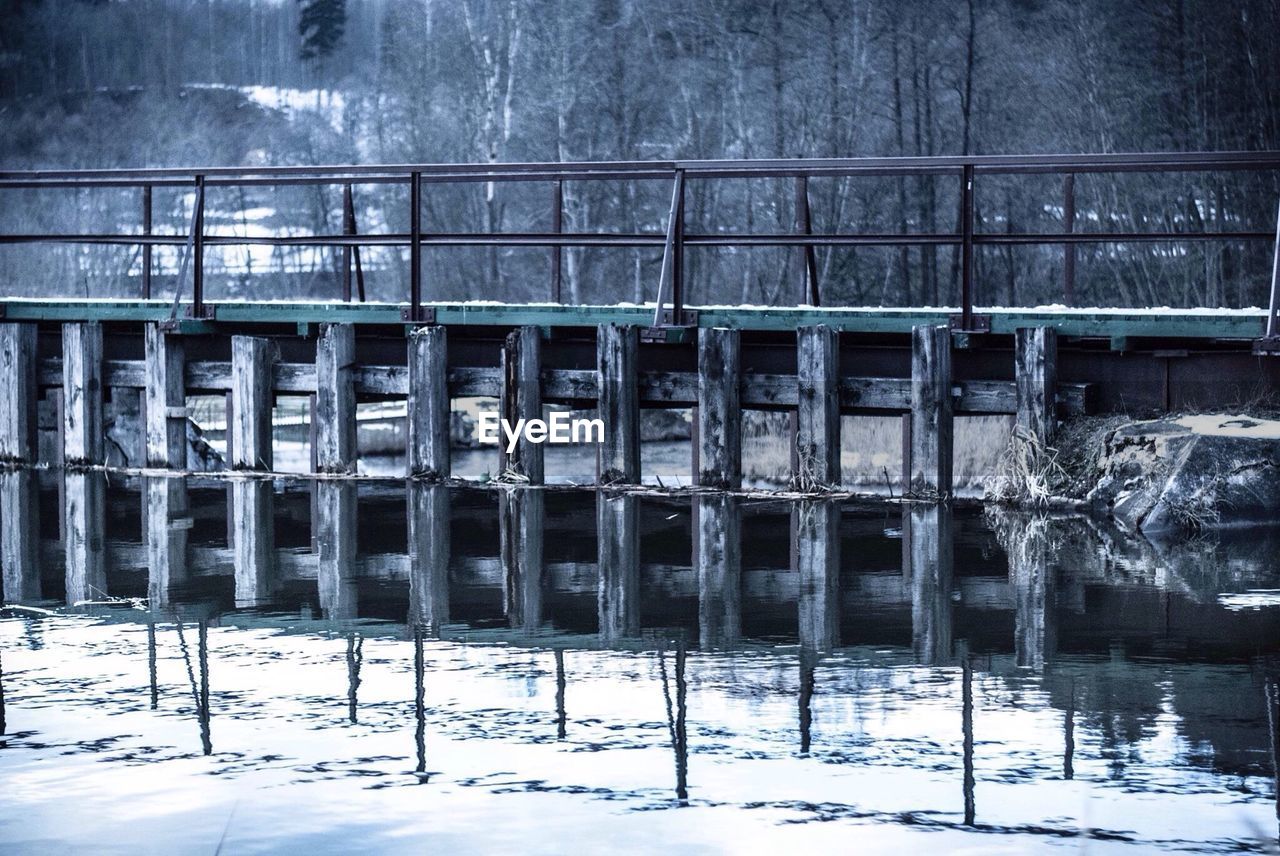 winter, cold temperature, snow, day, bridge - man made structure, connection, built structure, no people, architecture, outdoors, nature, water