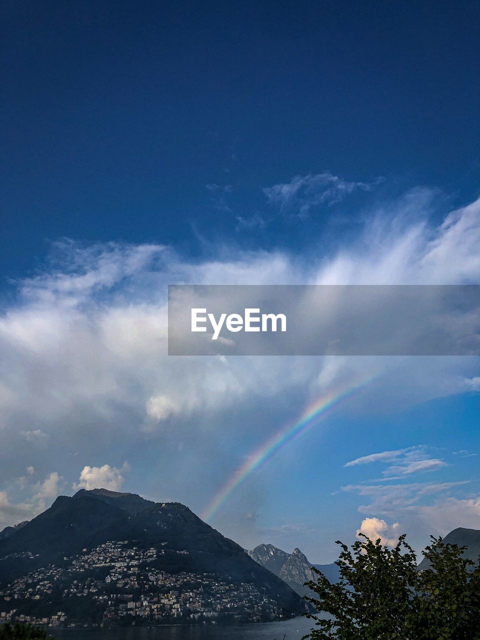 LOW ANGLE VIEW OF RAINBOW OVER MOUNTAINS AGAINST SKY