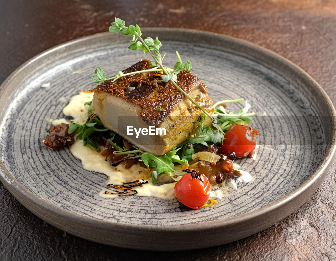 close-up of food served in plate on table