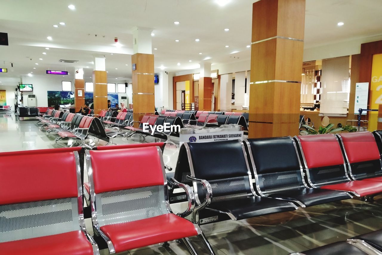 Empty chairs in airport