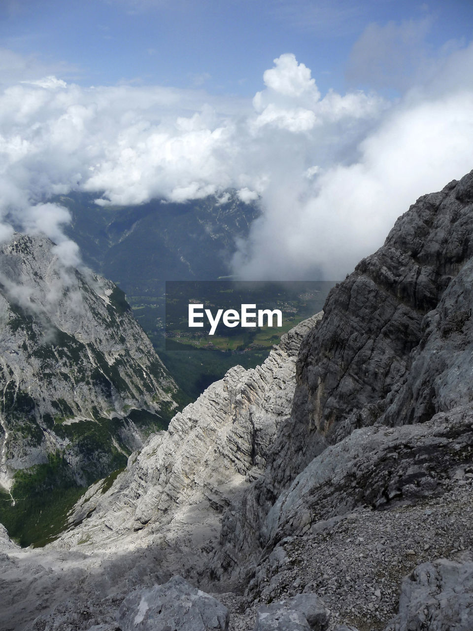 View from mountain alpspitze in garmisch-partenkirchen, bavaria, germany in summertime