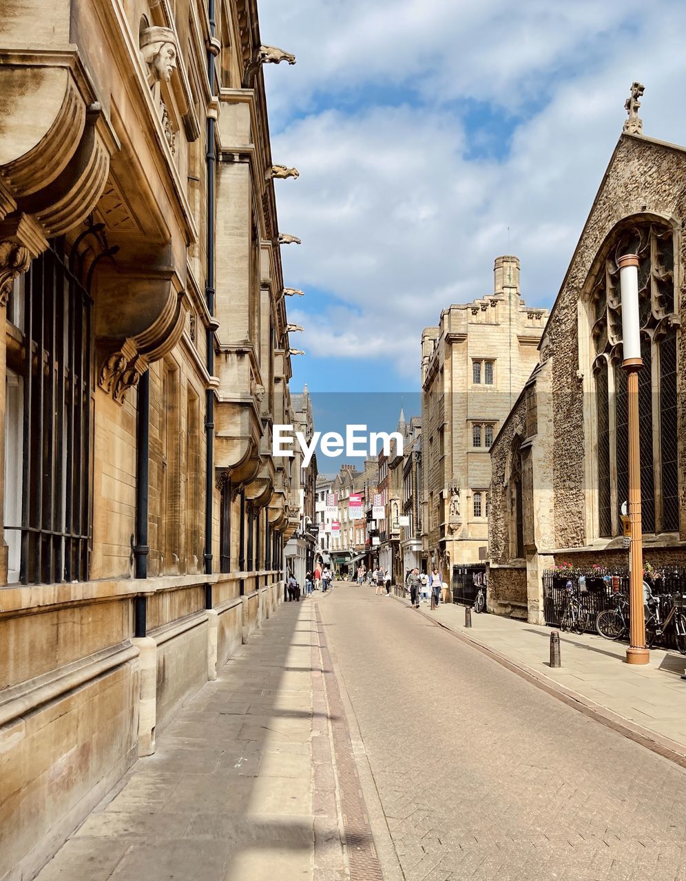 Sunlit street of cambridge