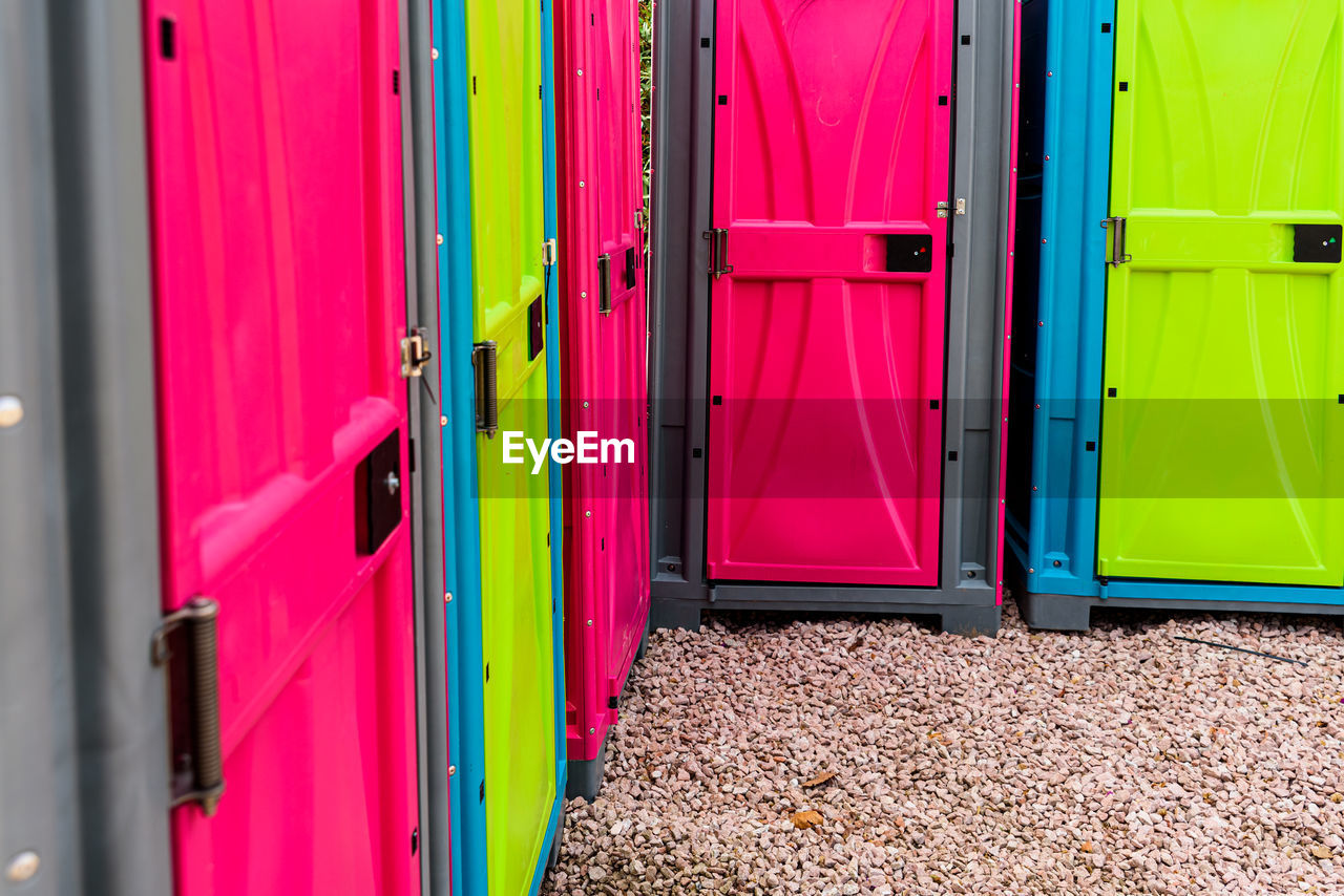 MULTI COLORED PINK DOOR OF BUILDING