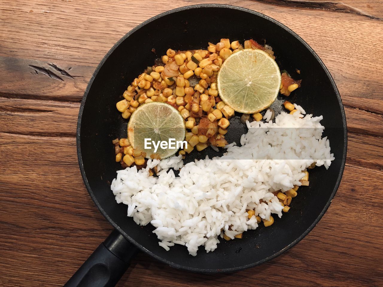 High angle view of food in plate on table