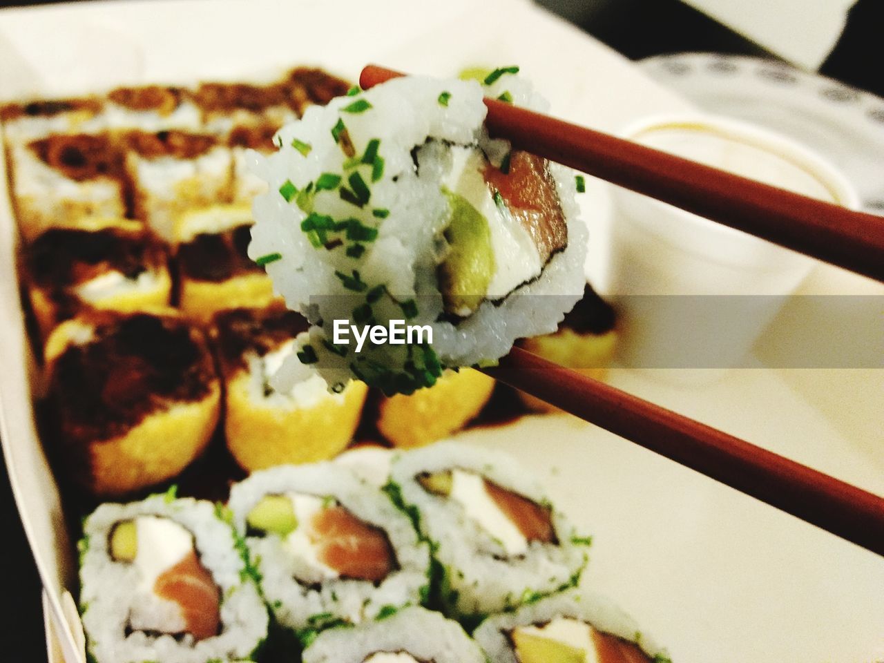 CLOSE-UP OF SUSHI SERVED ON PLATE