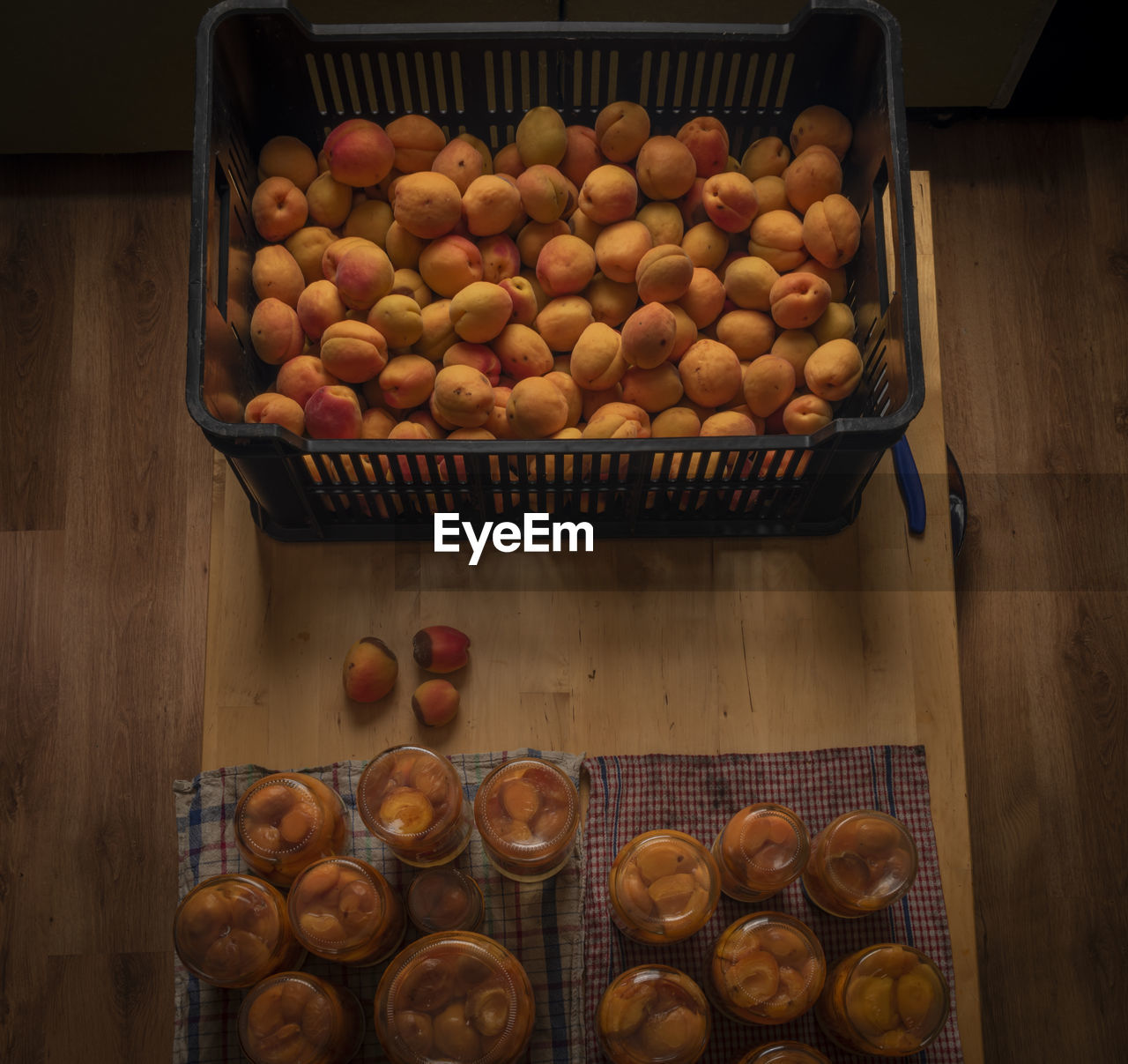 high angle view of fruits in basket