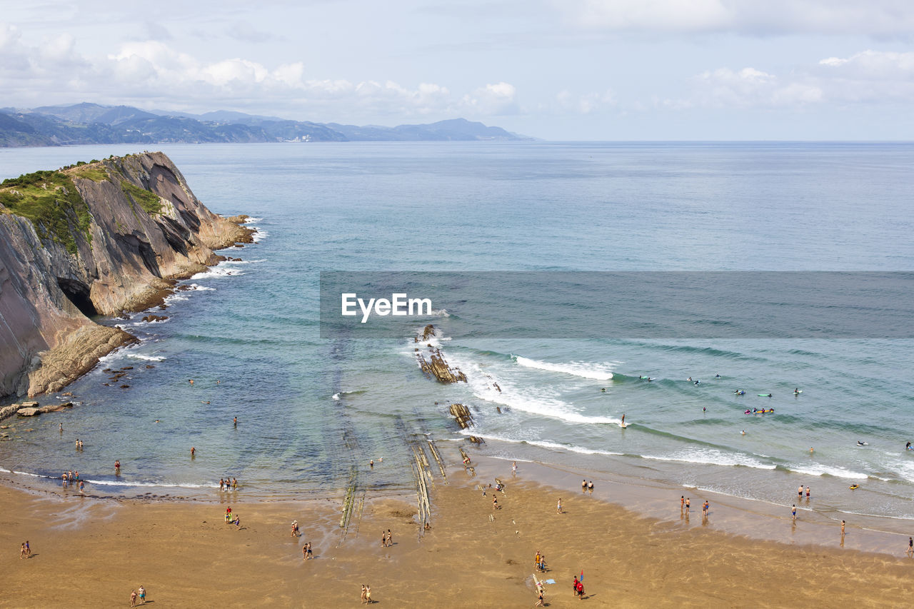 HIGH ANGLE VIEW OF PEOPLE ON BEACH