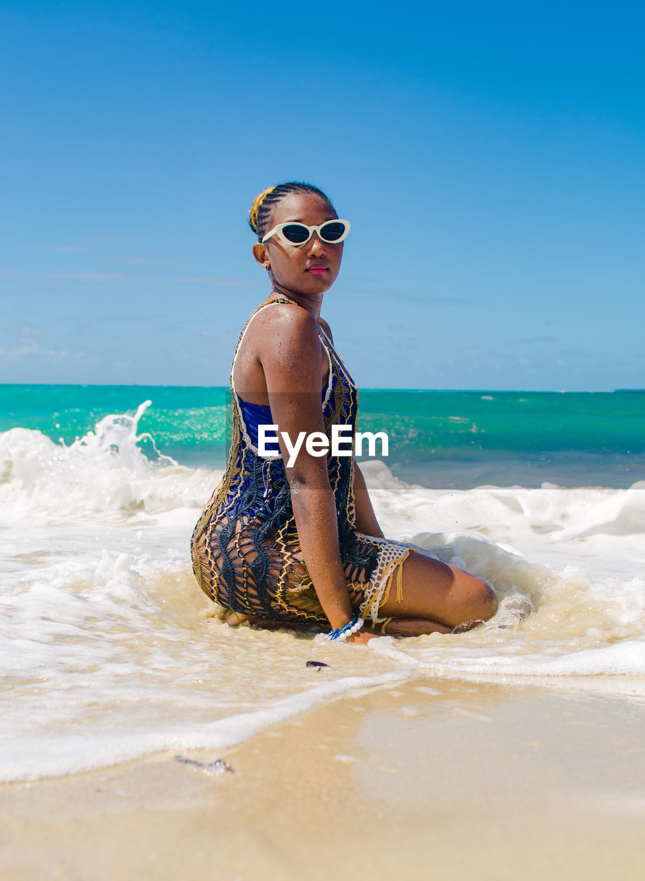 Portrait of a female young adult at the beach