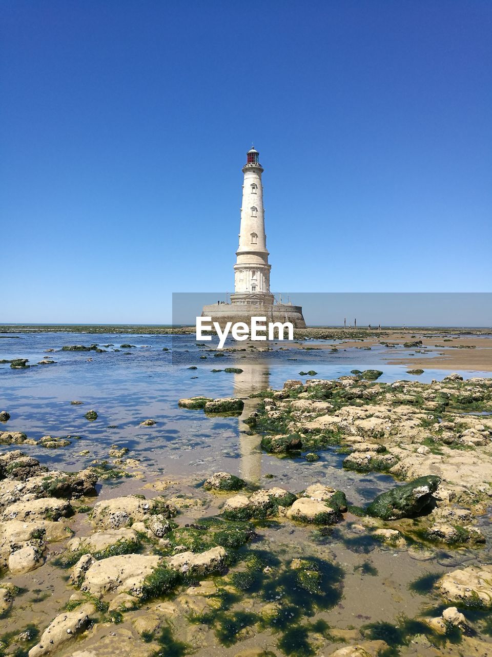 VIEW OF BEACH AGAINST CLEAR BLUE SKY