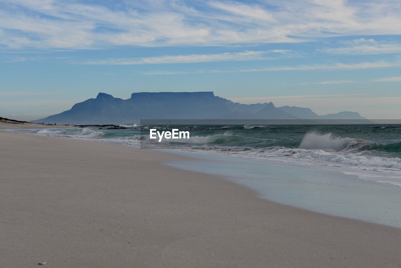 Scenic view of beach against sky