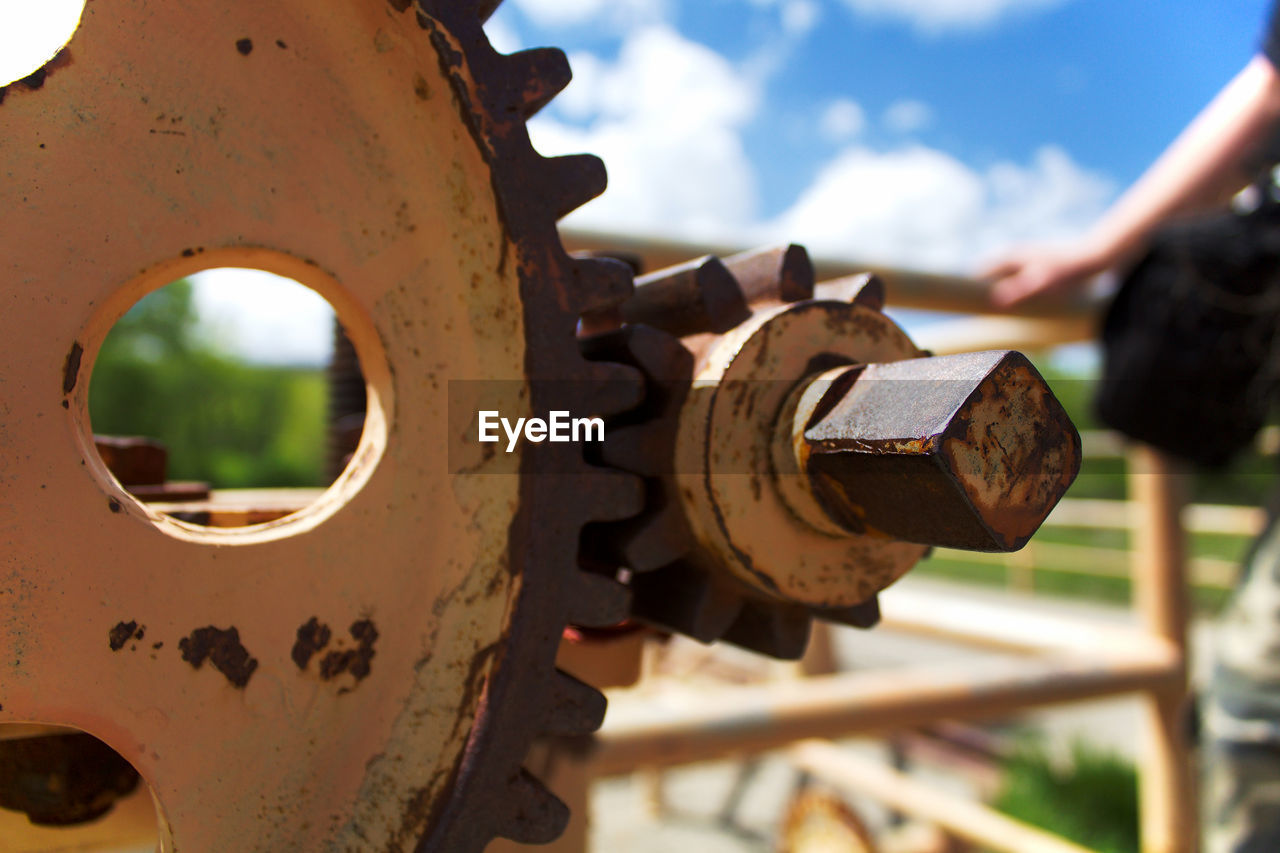 Close-up of rusty gears