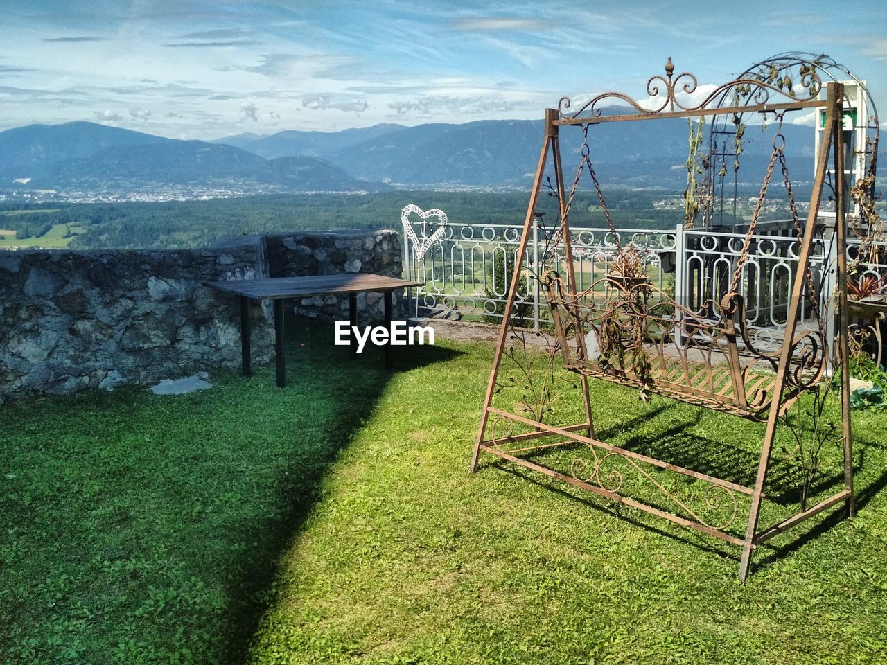 Scenic view of field against mountains