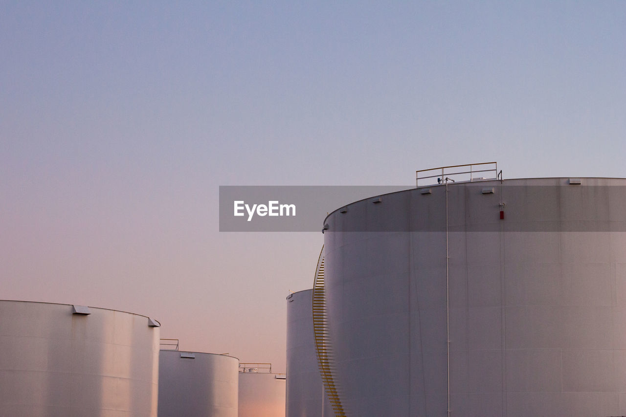 View of water storage tank against clear sky