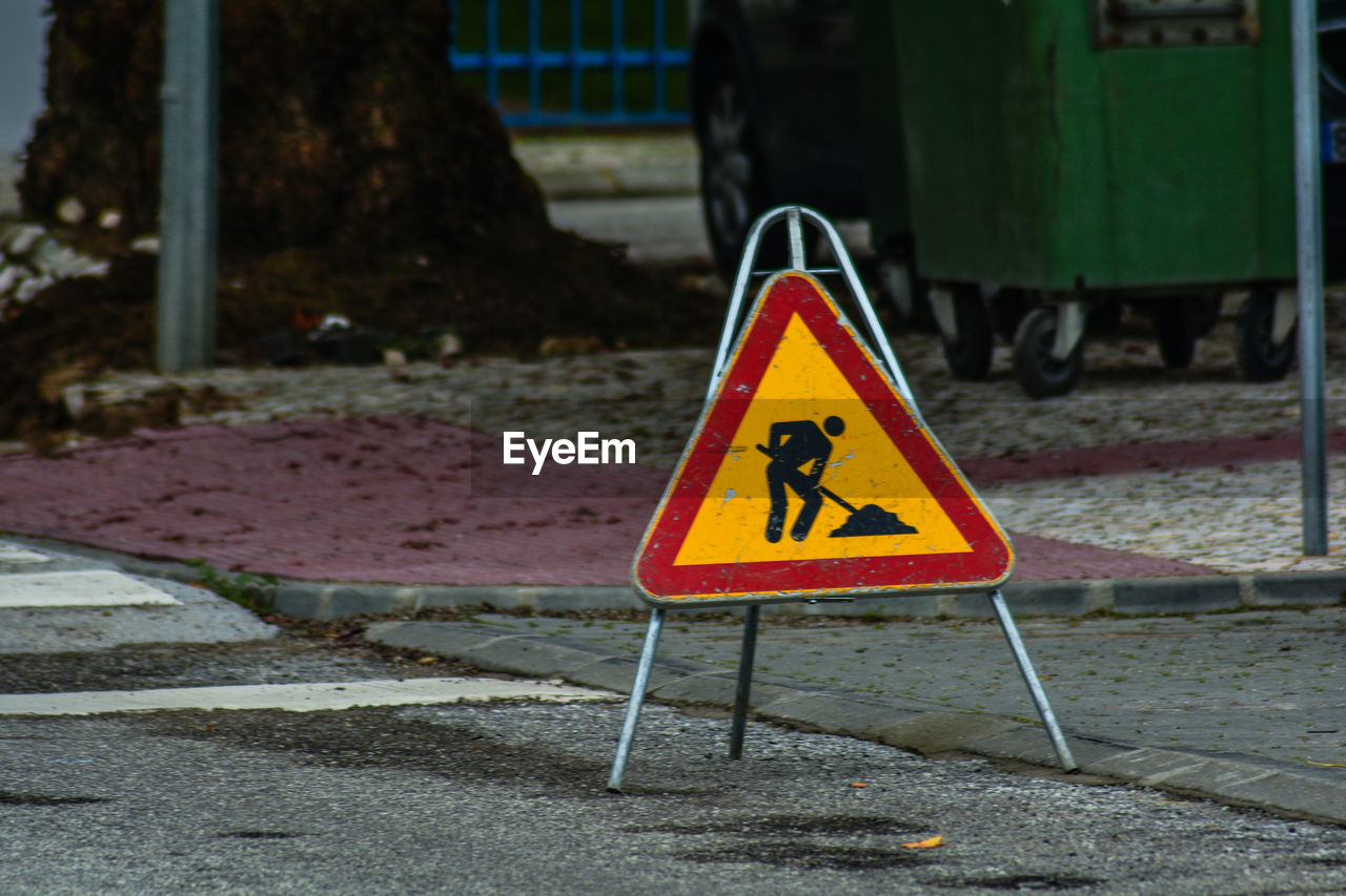 Road sign on street