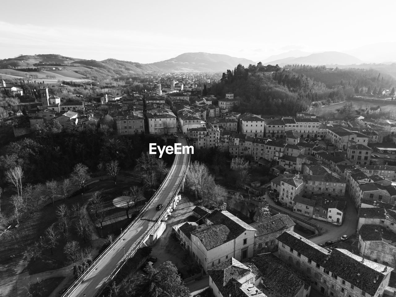 High angle view of cityscape against sky