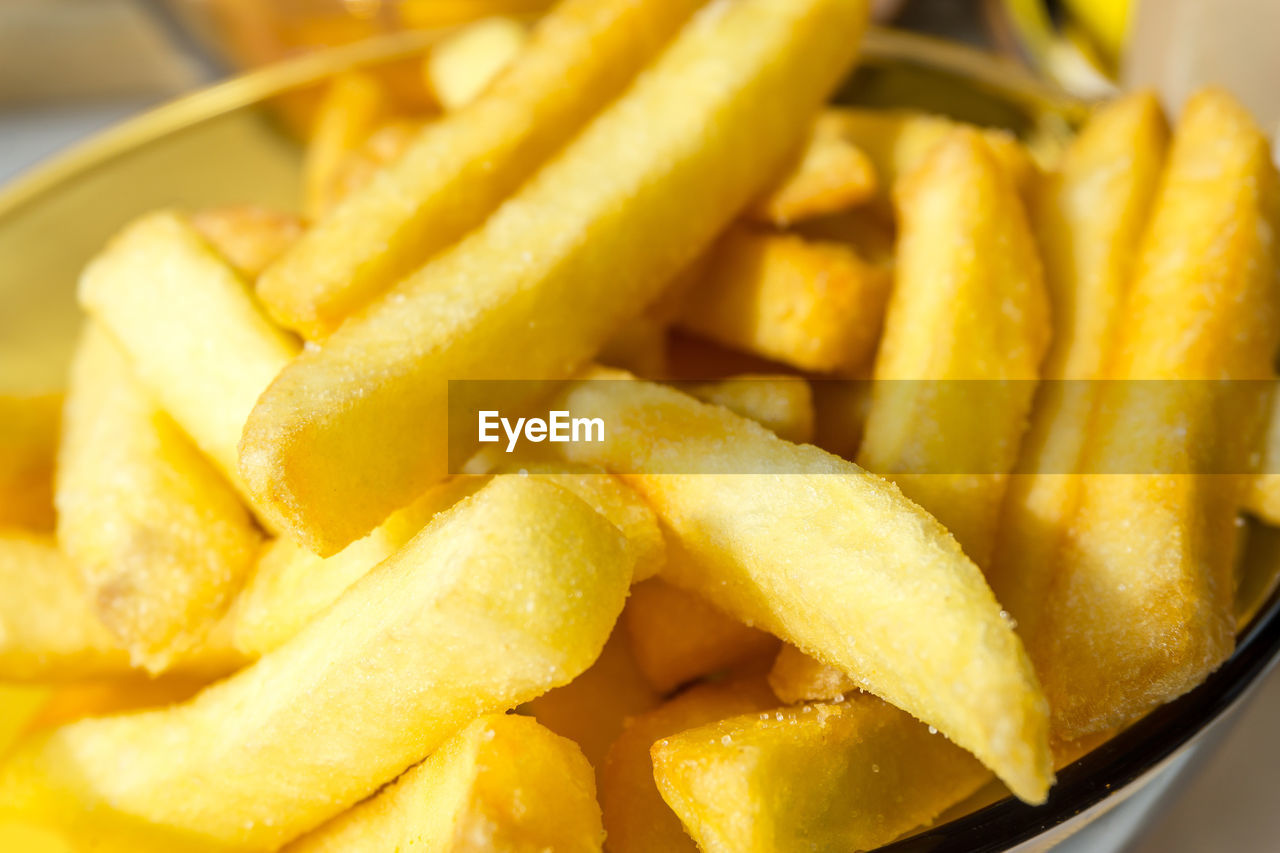 Close-up of fresh french fries in bowl