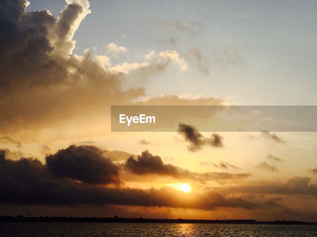 View of calm sea at sunset