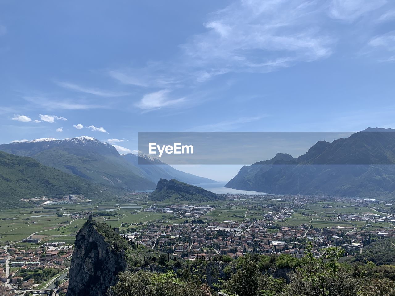 Scenic view of landscape and mountains against sky