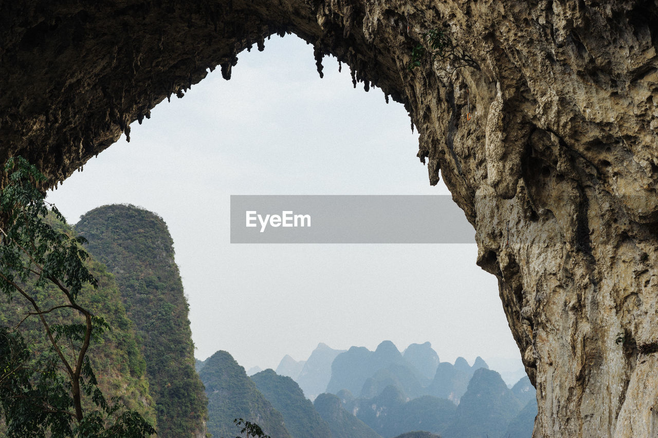 Low angle view of rock formations