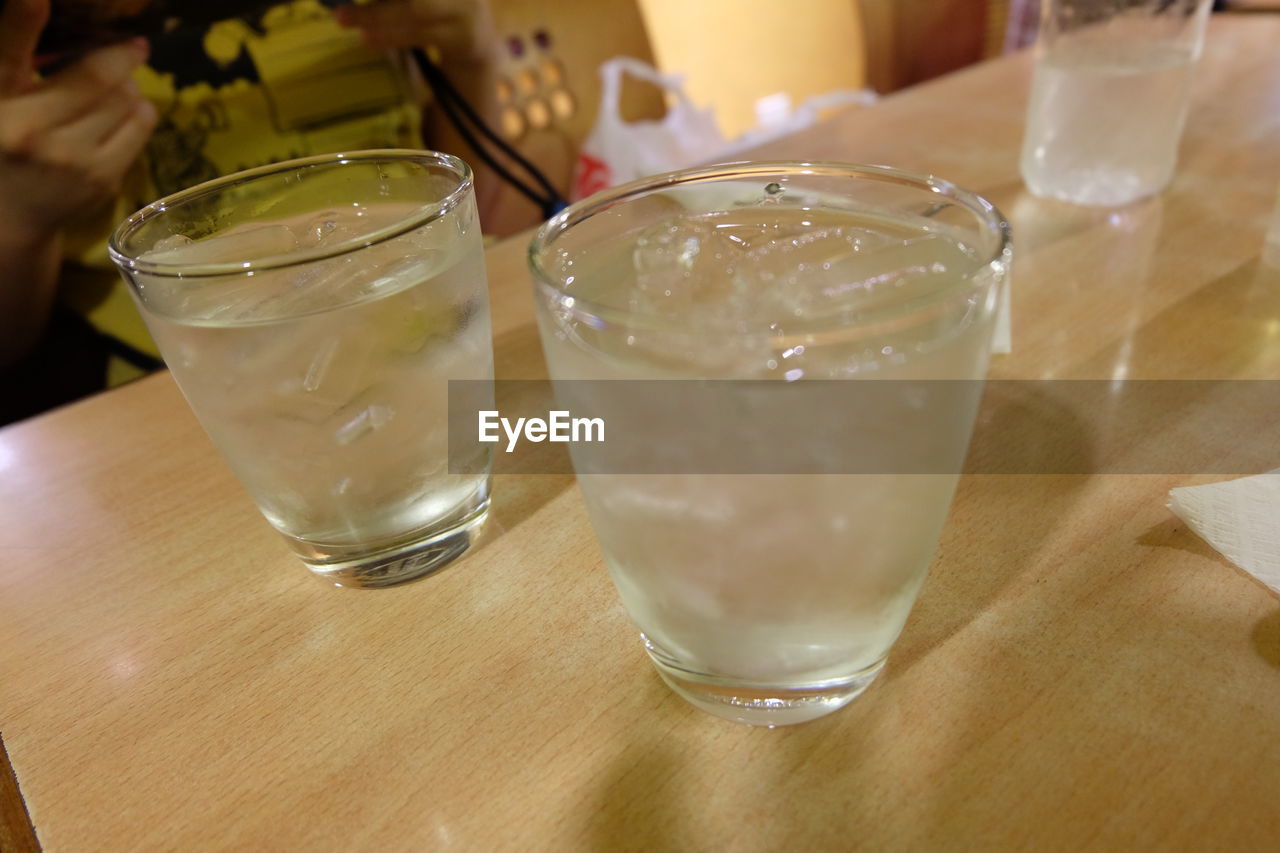 Close-up of drinking glass on table