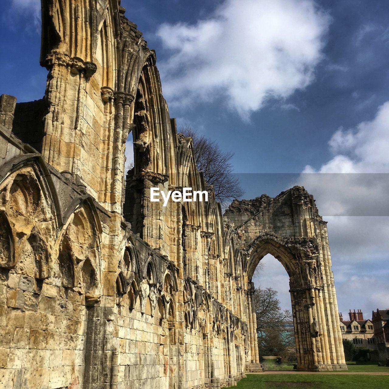 Low angle view of lesnes abbey against sky