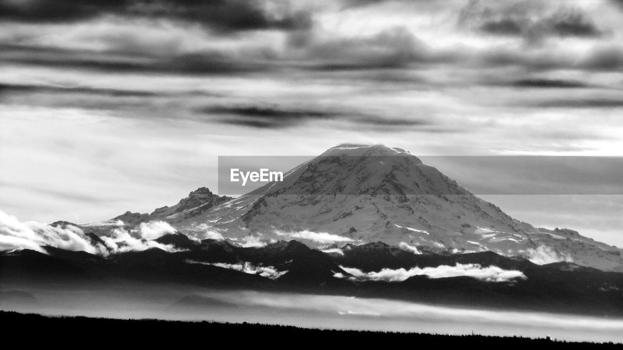 SCENIC VIEW OF MOUNTAINS AGAINST CLOUDY SKY