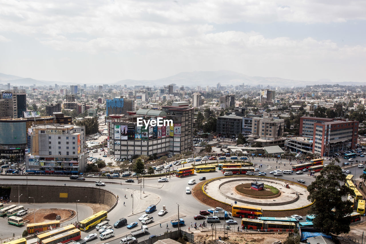 High angle view of cityscape in city