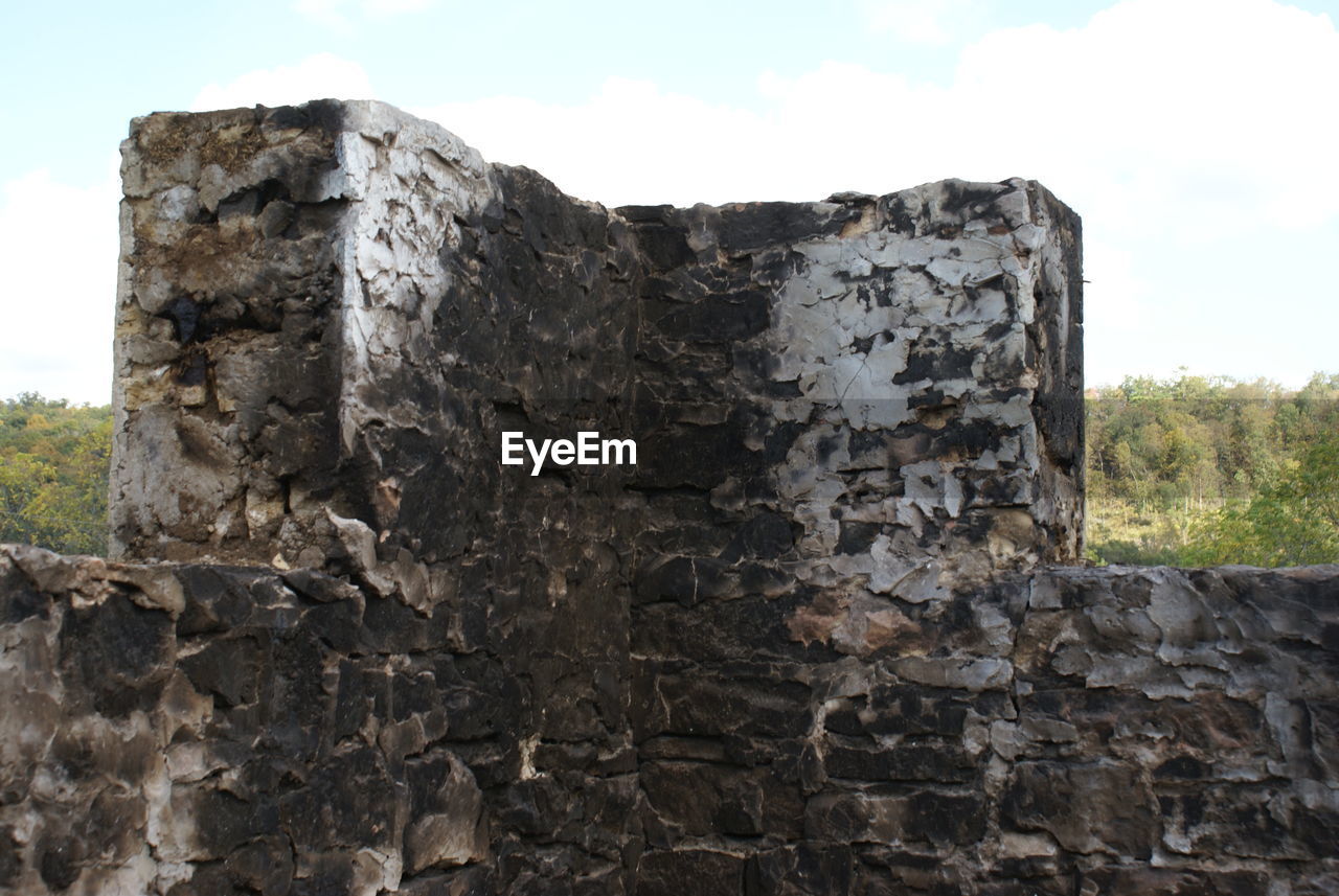 Old stone wall against sky