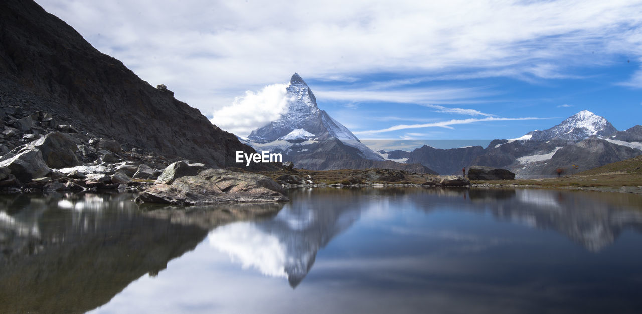 Matterhorn is a large, near-symmetric pyramidal peak in alps 