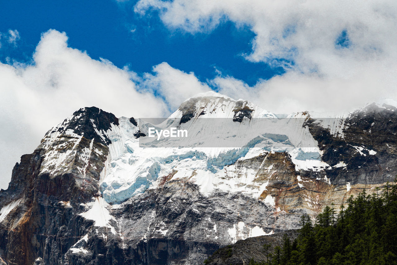 PANORAMIC SHOT OF SNOWCAPPED MOUNTAINS AGAINST SKY