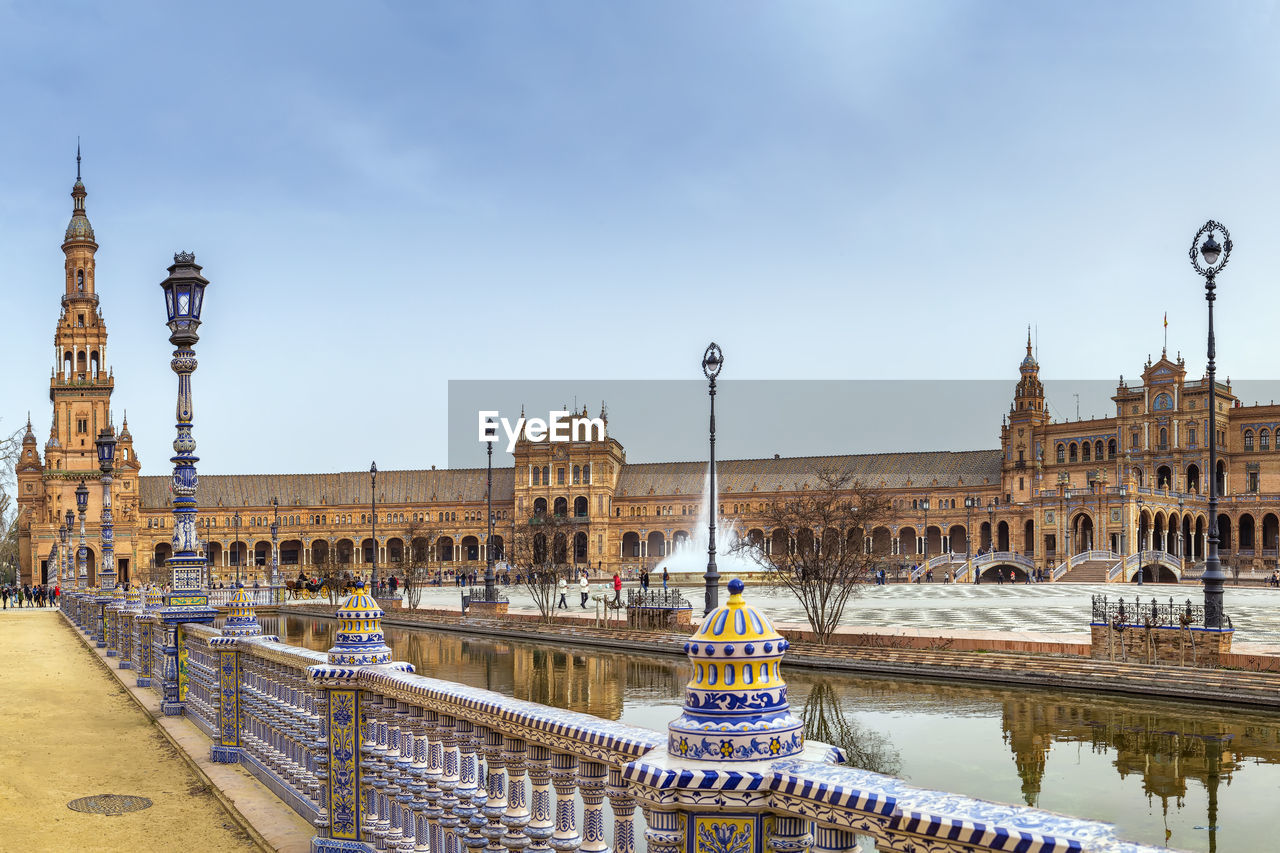 Plaza de espana  was built in seville, spain, in 1928 for ibero-american exposition