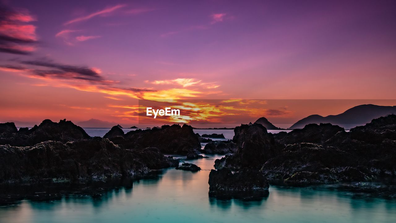 Scenic view of sea against sky during sunset