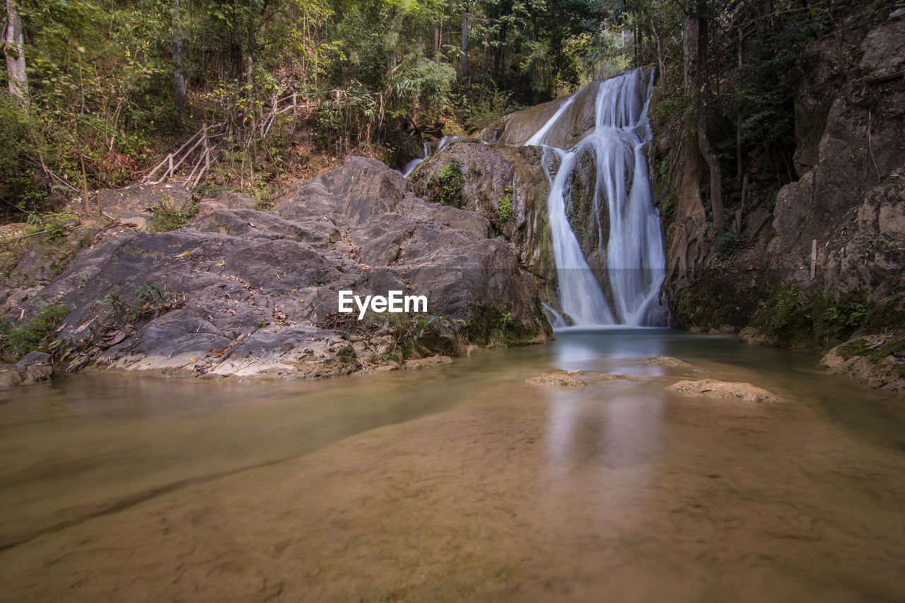 SCENIC VIEW OF WATERFALL IN RIVER