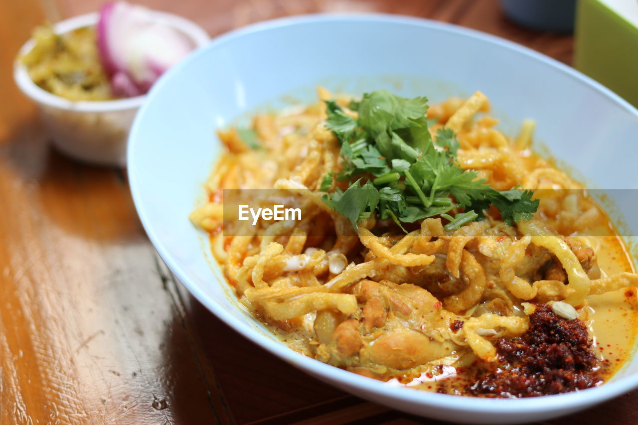 Close-up of food in bowl on table