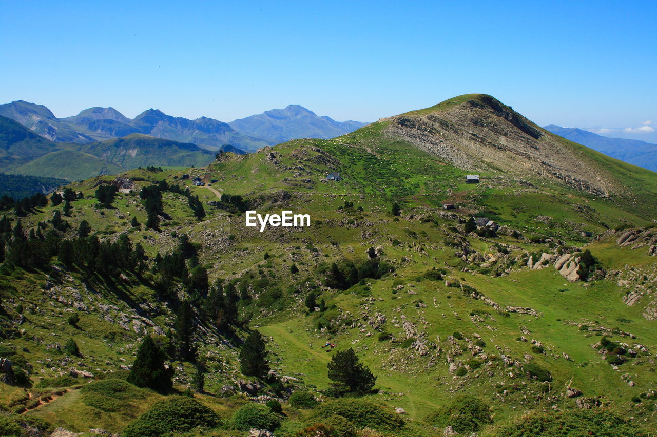 Scenic view of mountains against clear sky