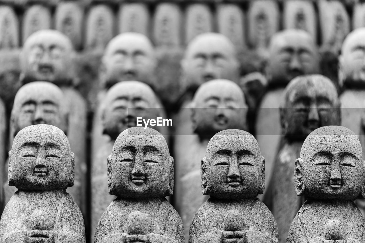 Full frame shot of jizo statues at hase temple