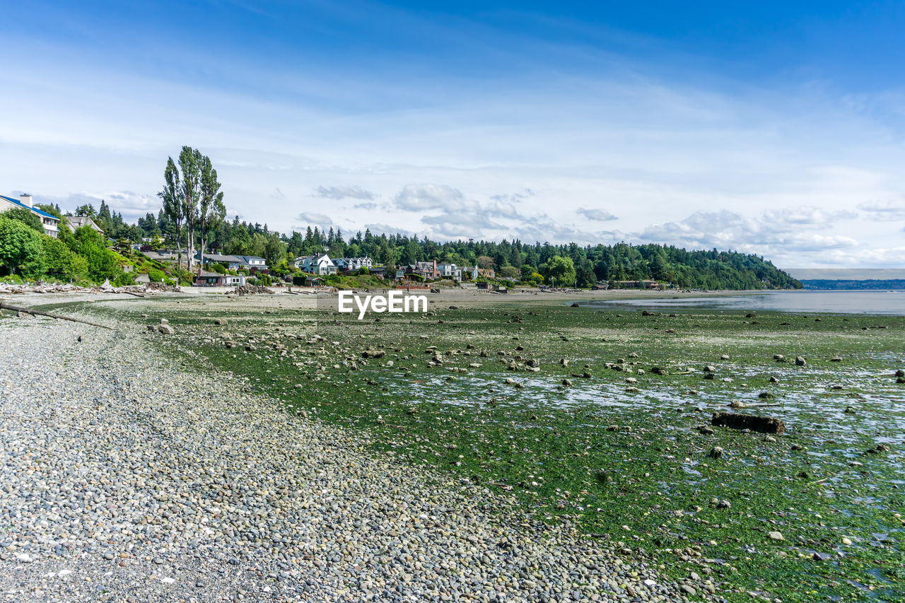 The water of the puget sound is low in normandy park, washington.